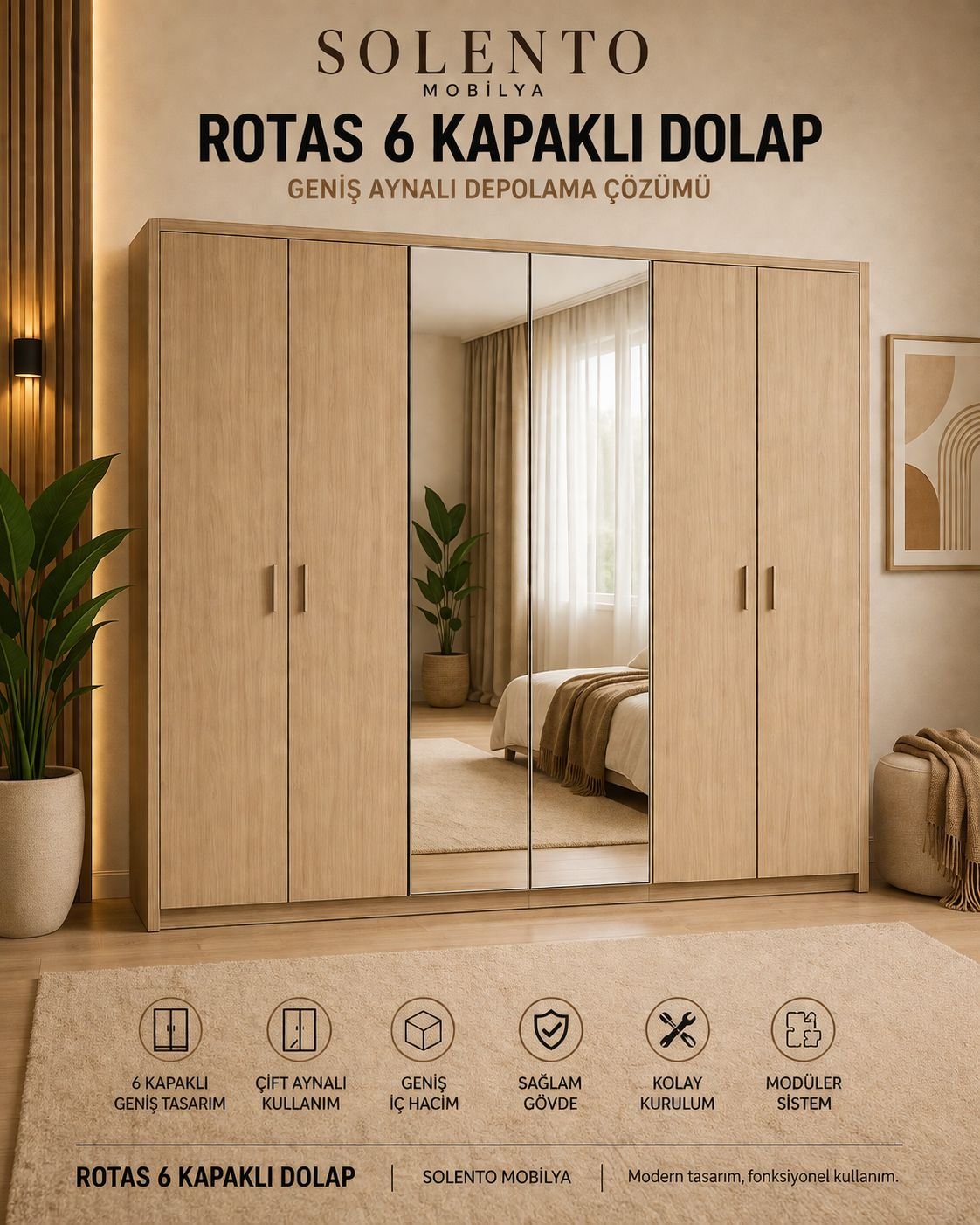 ROTAŞ 6 KAPAKLI DOLAP