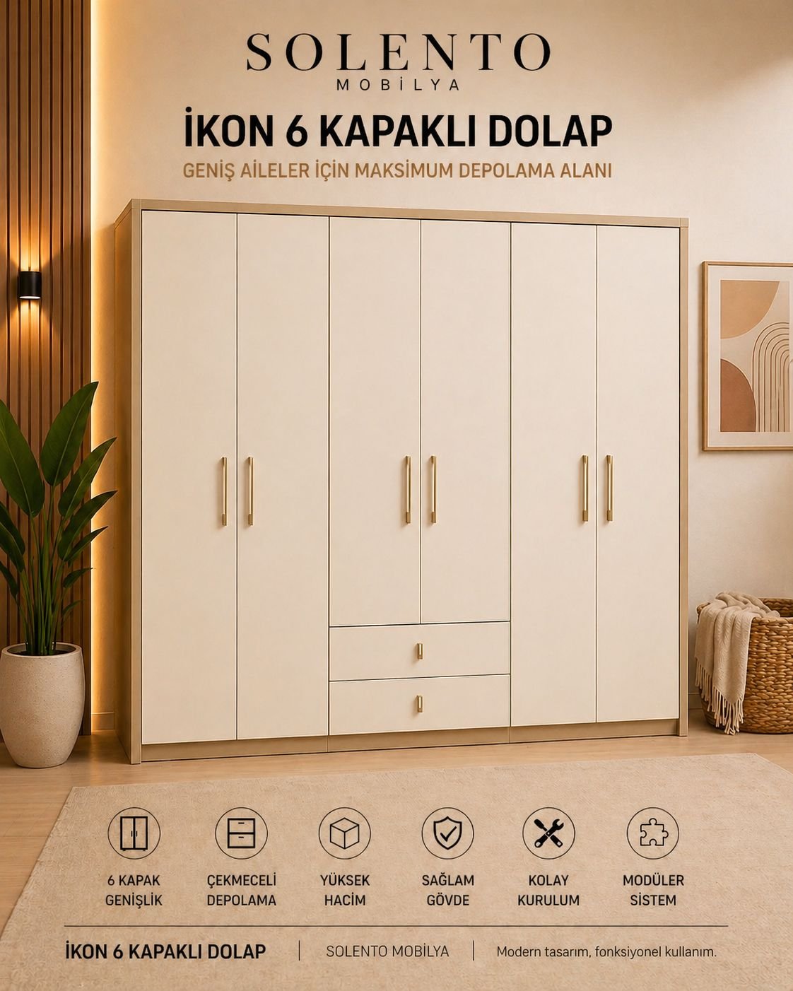 İKON 6 KAPAKLI DOLAP
