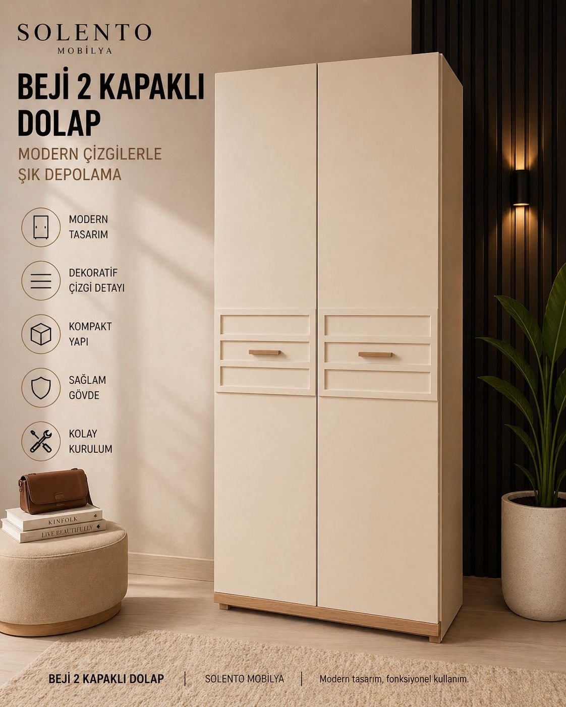 BEJİ 2 KAPAKLI DOLAP